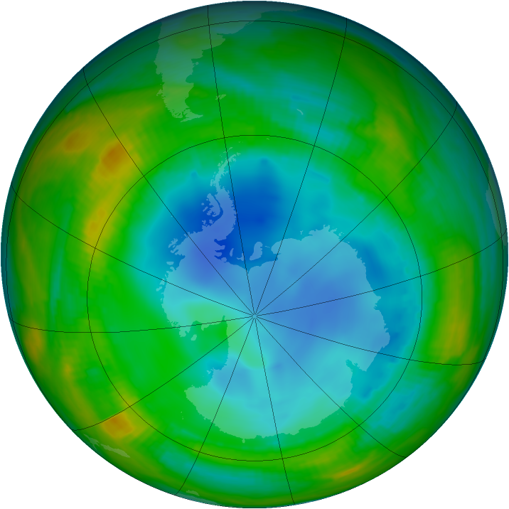 Antarctic ozone map for 24 July 1998